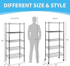 Simple Deluxe 5-Tier Storage Shelves, 29.92" W x 13.78" D x 65 "H Adjustable Heavy Duty Wire Shelving, 1250 Lbs Loading Capacity, Black