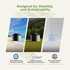 Patiowell 8x10 FT Plastic Shed Outdoor Storage Shed with Floor, Resin Garden Tool Shed Lockable Door & Two Windows for Patio, Backyard, Bike & Organizer, Beige