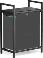 Laundry Sorter with Removable Bag, 16 Gallons Laundry Hamper with Adjustable Feet, Laundry Basket for Laundry Room, Bathroom and Bedroom(Grey and Charcoal Black)