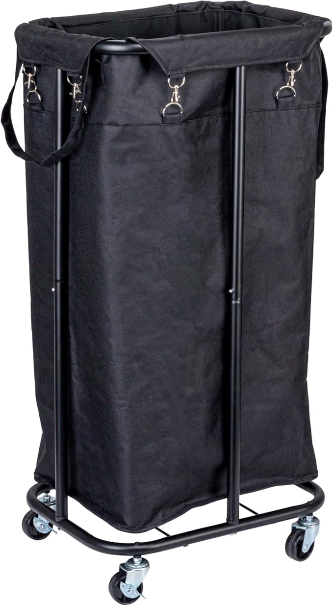 Household Essentials Rolling Laundry Hamper, Black