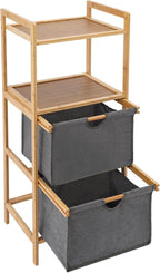 Laundry Sorters Basket,4 Tier Bamboo Laundry Basket With 2 Detachable Baskets,Professional Metal Laundry Basket Organization,Laundry Basket Organizer,Bathroom,Etc