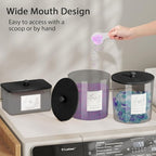 3 Pack Laundry Powder Container & Dryer Sheet Holder, Plastic Laundry Room Organization and Storage Jars with Lids, Labels & Scoops for Powder, Detergent, Scent Booster (Black)