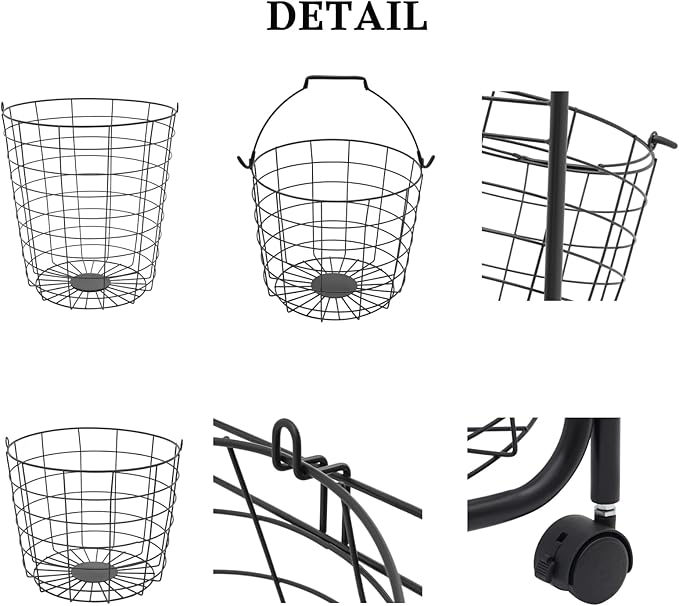 3 Tier Rolling Laundry Hamper with Removable Baskets,Foldable Metal Laundry Sorter Storage Trolley with Wheels,Ventilated Wire Basket Organizer for Bedroom,Bathroom,Kitchen,10.5 * 13 * 48.5inch