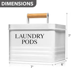 Calindiana Modern Farmhouse Metal Laundry Pods Holder Container with Lid for Laundry Room Decor and Accessories and Space Saving Organization and Storage, Holds 81 Laundry Pods, White