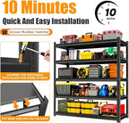 5 Tier Wide Garage Shelving Heavy Duty, Metal Storage Shelves for Garage Organization, Adjustable Utility Shelf, 45.3" W x 18" D x 63" H