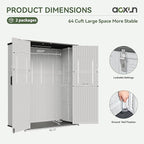 Aoxun Outdoor Storage Shed with Floor, 61 Cu.Ft Large Outdoor Storage Cabinet, Waterproof Vertical Resin Shed for Garden Tools, Pool Equipment, Grey White