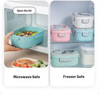 Adults Bento Lunch Box,Salad Container Large 43oz Salad Bowl, Bento-Style Tray for Toppings, 3oz Sauce Container for Dressings, and Built-In Reusable Fork (White)