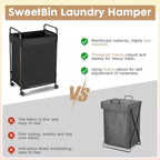 90L Laundry Hamper with Wheels, Rolling Laundry Sorter cart with Metal Frame and Removable Liner, Dirty Clothes Hampers for Bedroom, Laundry Room, Bathroom