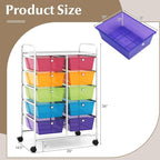RELAX4LIFE Rolling Storage Cart with 10 Drawers - Craft Storage Cart with Lockable Wheels,Utility Cart, Art Cart Organizer for Crafting Storage, Studio, Office, School Rolling Drawer Cart (Rainbow)