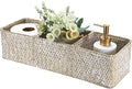 Seagrass Shelf Basket with Dividers, Rectangular Woven Storage Baskets for Organizing, Decorative Wicker Narrow Basket Tray with 3 Sections for Shelves, Toilet Tank, Bathroom Counter