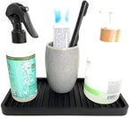 Happitasa Silicone Kitchen Sink Organizer Tray, Sponge Holder and Countertop Protector | Bathroom and Kitchen Soap Dish and Dispenser Tray (Black, 10"x5.25")
