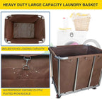 Commercial Laundry Cart with Wheels, Large Industrial Rolling Laundry Basket,Stainless Steel Heavy Duty Commercial Laundry Hamper with Waterproof Lning,Utility Cart, 260 LBS Load,11.35 Bushel