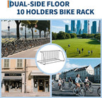 Floor Bike Rack,Double-Side 10-Bike Rack 60" L,Grid Bike Rack In Ground,Freestanding Bicycle Floor Parking Stand,Stand Bike Racks for Garages Streets Yards Bike Events