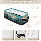 Storage Bins for Organizing Toiletries Foldable Organizer Rectangular Storage Basket for Bathroom Bedroom Office Home Accessories and Decor, Snow Mountain Moon Fir Tree Teal