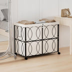 VIPLEO Laundry Hamper with 3 Section, Large 180L Rolling Laundry Basket with Wheels, Metal Heavy Duty Laundry Hamper with Detachable Bags, Dirty Clothes Hamper Organizer for Bedroom, Bathroom(Beige)
