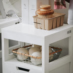 Haotian Small Tilt-Out Laundry Hamper Cabinet, Skinny Bathroom Storage Cabinet for Clothes Organization with Hidden Basket & Shelf, White BZR122-W