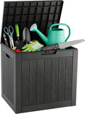 Outdoor Storage Box, Resin Deck Boxes Indoor and outdoor, Waterproof Storage Box Lockable Lid (Black,31 Gallon)