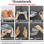 Hoomtaook Corner Caddy Bathroom Shower Shelf Wall Mounted No Drilling 2 Tier Storage Shelves Adhesive Triangle Baskets Silver Bathroom Kitchen Storage Basket