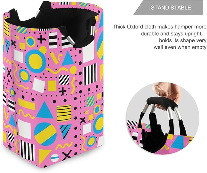 Memphis 80s 90s Laundry Basket for College Dorm,50L Collapsible Portable Laundry Hamper Storage Basket for Toys Clothes Organizer