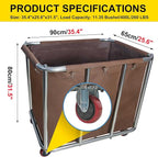Commercial Laundry Cart with Wheels, Large Industrial Rolling Laundry Basket,Stainless Steel Heavy Duty Commercial Laundry Hamper with Waterproof Lning,Utility Cart, 260 LBS Load,11.35 Bushel