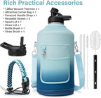 1 Gallon Water Bottle Insulated | Thickened Stainless Steel Vacuum Metal Water Jug | Portable Sports Large for Gym and Hiking with Straw, Carrier Bag, Handle Strap | BPA-Free 128 oz