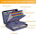 DocSafe Fireproof File Organizer with Lock, Hard-Shell Case Fireproof Document Box with 13 Pocket Accordion File Folder, Portable Home Office Travel Safe Storage for Important Documents Laptop Blue