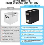 Collapsible File Organizer Box with Handle,12.20x5.11x9.84Inches, Filing Organizer for Home or Office, Small Portable File Box (1 Pack, Black-Yellow)