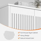 HOOBRO Fluted Bathroom Wall Cabinet, Farmhouse Medicine Cabinet with 2 Fluted Doors, Wall Storage Shelf with Towel Rack, Adjustable Shelf, for Small Spaces, Bathroom, Kitchen, White