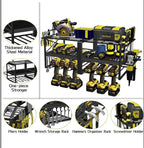 3-Tier Wall Mounted Power Tool Organizer, Heavy Duty Storage Rack, Tool Shelf for Garage & Workshop (3-Tier with 6 Slots)