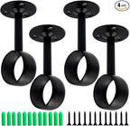 1-1/4 Inch 4 Packs Black Heavy Duty Stainless Steel Closet Rod End Supports Closet Pole Sockets Curtain Rod Brackets， Closet Rod Brackets (Qualcomm Flange)