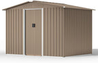 Kullavik 8FT x 6FT Outdoor Storage Shed with Floor and Lockable Doors,Waterproof Metal Garden Tool Shed,Galvanized Steel shed for Backyard,Garden,Patio