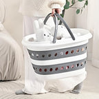 2 Pack Compact Collapsible Laundry Basket, Small Size Pop-Up Hamper Perfect for Bedroom Side,Bathroom,Travel, Not for Large Families, Foldable with Handle, Measures 16 x 12.5 x 9.5 In, (Gray)