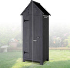 VINGLI Outdoor Wooden Storage Shed, Garden Shed Outside Tool Cabinet with Safety Latch, Patio Storage Organizer (Dark Grey)