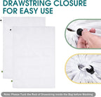 OTraki 2 Pcs Large Mesh Laundry Bags 24X36 Inch Heavy Duty Drawstring Laundry Wash Bag,Laundry Hamper Liner Machine Washable Storage Bag for Travel Hotel Beach Don't Drying, Melting 140-176℉ White