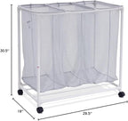 SEDLAV 3 Bag Mesh Rolling Sorter Laundry Cart
