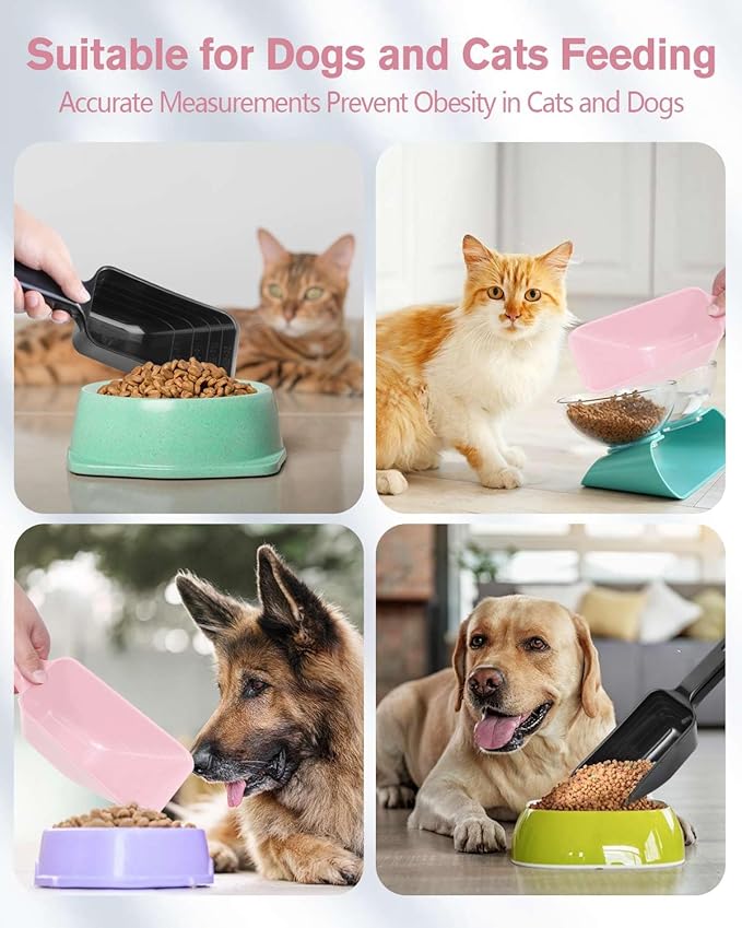 2 Cup Dog Food Scoop(2 Pack), Plastic Pet Food Scoop with Measuring Lines for Accurate Pet Food Portions,Dishwasher Safe (Black and Pink)