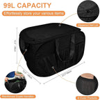 2 Pack Collapsible Laundry Baskets with Lid, Foldable Laundry Basket with Handy Pockets, Pop Up Laundry Hamper with Dual Handles, 99L Sturdy Hampers for Clothes, Groceries, Supplies, Tools, Black