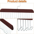 2Pcs Anti Slip Multi Hook Coat Racks,Bra Hangers for Closet Organizer with 8 Hooks 360 °Swivel Belt Hanger for Closet for Belt, Tie, Tank Top, Bra, Scarf (Brown)