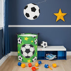 Soccer Kids Laundry Basket Baby Hamper Soccer Toy Storage Bin for Boys Room Decor Baby Nursery Hamper Gift Baskets for Bedroom Bathroom(Green Soccer)