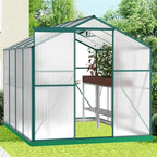Outdoor Polycarbonate Greenhouse with Aluminum Frame, Walk-in Garden Green House Featuring Lockable Door, Adjustable Roof Vent, and UV-Protected Panels for Backyard or Patio Use (6x8 FT-1)