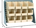 Quantum Storage Systems QBR-2721-230-12IV Ultra Bin Complete Bench Rack Package with 12 Ultra Bins, 27" x 8" x 21" , Ivory