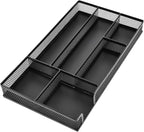 Desk Drawer Organizer, Office Metal Mesh Drawer Divider Organizer Tray with 6 Compartments, Pen Organizer for Desk Drawers Tray Desktop Accessories(COLOR:Black)