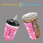 Reusable Neoprene Insulator Sleeve for Iced Coffee & Cold Soda, Coffee Sleeves for Iced & Hot Drinks, Cold Beverage Cooler Compatible with Starbucks, Dunkin (Bow Halloween, Medium: 22-24oz)