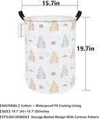 QUEENLALA Large Storage Basket,Laundry Hamper/Bathroom/Home Decor/Collapsible Round Storage Bin,Boys and Girls Hamper/Boxes/Clothing(Round-Rose Castle)