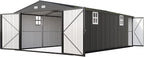 AMERLIFE 13x21x8.4 FT Heavy Duty Metal Garage Shed, Extra Large Outdoor Storage Shed with Double Hinged Doors & 4 Windows, Carport for Car, Boat, Truck and Equipment Storage, Dark Gray