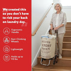 dbest products Stair Climber Laundry Trolley Dolly, Beige Laundry Bag Hamper Basket cart with wheels sorter