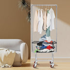 Steel Wire Laundry Cart with Wheels, Heavy Duty Rolling Laundry Basket with Hanging Rack, Large Metal Storage Cart for Laundry, Clothes, Towels, Bathroom, Commercial Laundry Organizer (Style1)