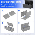 Outdoor Storage Box, Resin Deck Boxes Indoor and outdoor, Waterproof Storage Box Lockable Lid (Black,200 Gallon)