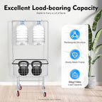 Wire Laundry Cart with Wheels, 1.8 Bushel Heavy-Duty Rolling Laundry Basket, Commercial Metal Wire Laundries Basket Cart for Clothes Storage and Organization (27 * 22 * 67in)