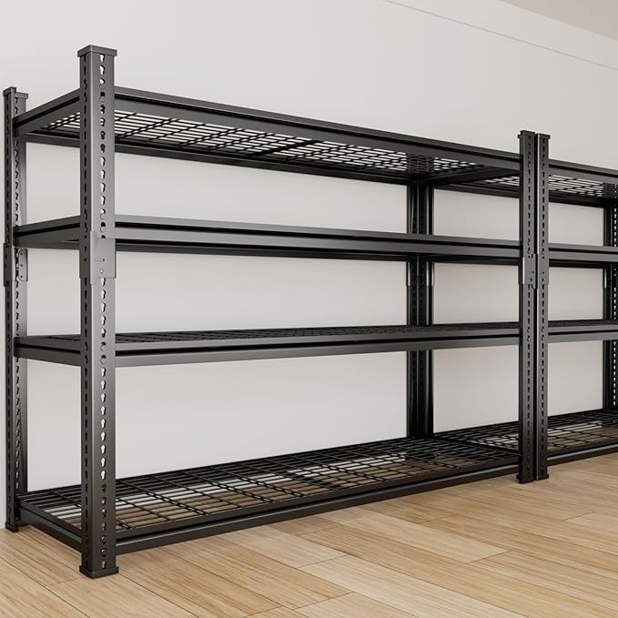 Storage Shelves Heavy Duty, 48" L x 18" W x 60" H Garage Wire Shelving Unit Loads 2640LBS, 4-Tier Adjustable Metal Industrial Utility Shelf Rack for Kitchen, Laundry Room, Pantry, Warehouse, Basement